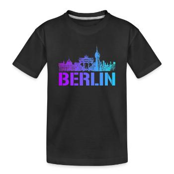 Berlin Skyline mit Berliner Wahrzeichen - Kinder Premium Bio T-Shirt - Schwarz - Vorne