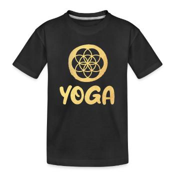 Yoga Gold Flower of Life Blume des Lebens Ornament - Kids' Premium Organic T-Shirt - black - Front