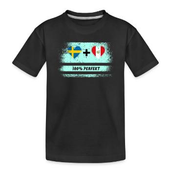 Peru & Schweden 100% perfekt / Geschenk - Kinder Premium Bio T-Shirt - Schwarz - Vorne