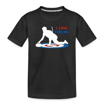 I Love Curling - Kids' Premium Organic T-Shirt - black - Front