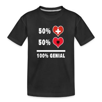 Albanien und Schweiz 100% Genial Flagge - Kinder Premium Bio T-Shirt - Schwarz - Vorne