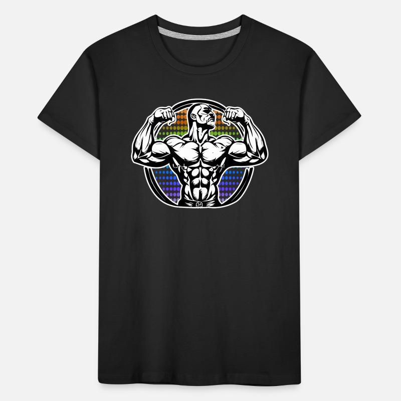 Figurine de puissance dans Rainbow Halos Bodybuilder T-shirt bio Premium Enfant