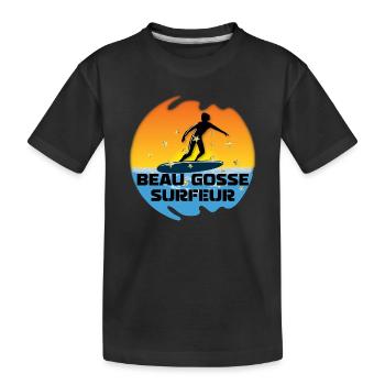 beau gosse surfeur soleil dégradé océan - T-shirt bio Premium Enfant - noir - Devant