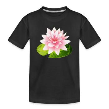nénuphar brillant avec pétale de nénuphar vert - T-shirt bio Premium Enfant - noir - Devant