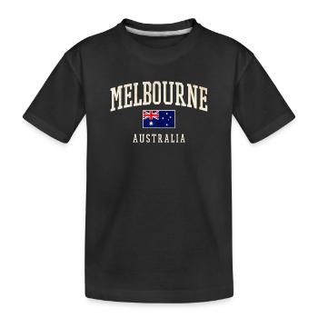 Melbourne Australien Design mit Flagge - Kinder Premium Bio T-Shirt - Schwarz - Vorne