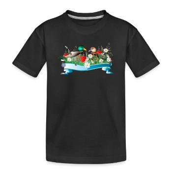 Enten Pärchen im See mit frühlingshaftem Ufer - Kinder Premium Bio T-Shirt - Schwarz - Vorne