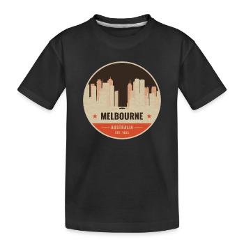 Melbourne Skyline Vintage Abzeichen - Kinder Premium Bio T-Shirt - Schwarz - Vorne