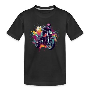 Moto avec tâche de couleur. - T-shirt bio Premium Enfant - noir - Devant