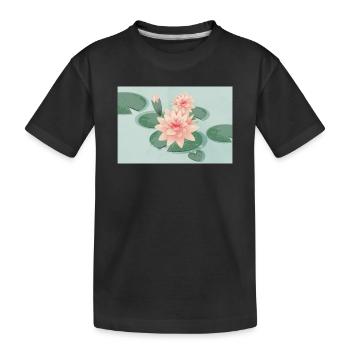 Water lily blossoms with bud in water lily pond - Kids' Premium Organic T-Shirt - black - Front