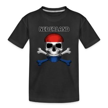 Crâne Jolly Roger Pirate Flag Nederland R6Z - T-shirt bio Premium Enfant - noir - Devant