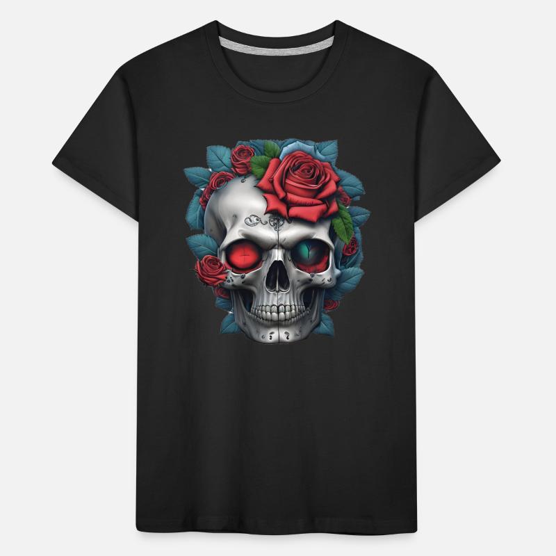 Skull with roses Kids' Premium Organic T-Shirt