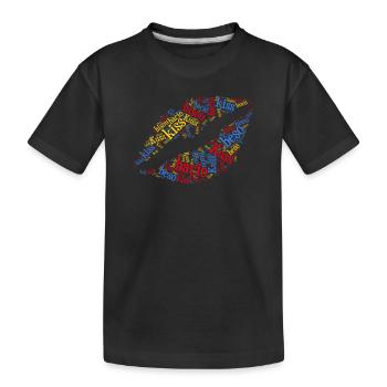 Kiss Kiss Kuss Bisou Beso Word Cloud T-Shirt - T-shirt bio Premium Enfant - noir - Devant