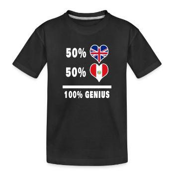 Peru und Großbritannien 100% Genius Flagge - Kinder Premium Bio T-Shirt - Schwarz - Vorne