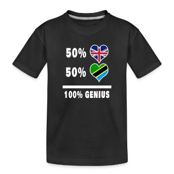 Tansania und Großbritannien 100% Genius Flagge - Kinder Premium Bio T-Shirt - Schwarz - Vorne