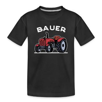 Bauer Traktor Landleben Landmaschinen Bauernhof - Kinder Premium Bio T-Shirt - Schwarz - Vorne