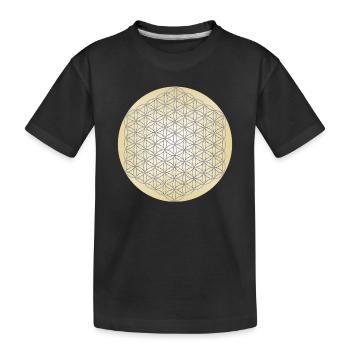 Flower of Life Silver - 5th Dimension - Mandala - Kids' Premium Organic T-Shirt - black - Front