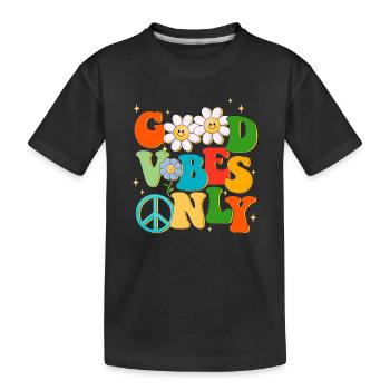 Gute Laune, Frieden und Liebe, Sommer - Kinder Premium Bio T-Shirt - Schwarz - Vorne