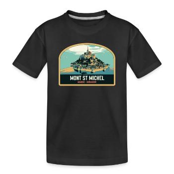 Panorama-Illustration des Mont Saint Michel - Kinder Premium Bio T-Shirt - Schwarz - Vorne