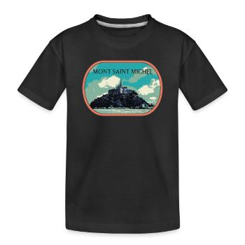 Illustration en bleu et vert du Mont Saint Michel - T-shirt bio Premium Enfant - noir - Devant