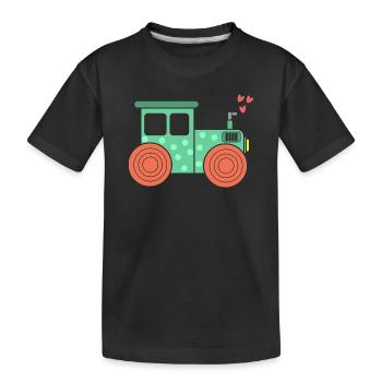 Herz Traktor Nutzfahrzeug Bauernhof Ackerbau Feld - Kinder Premium Bio T-Shirt - Schwarz - Vorne