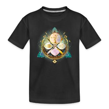 Amulett mit goldenem Baum und Natur Elementen - Kinder Premium Bio T-Shirt - Schwarz - Vorne