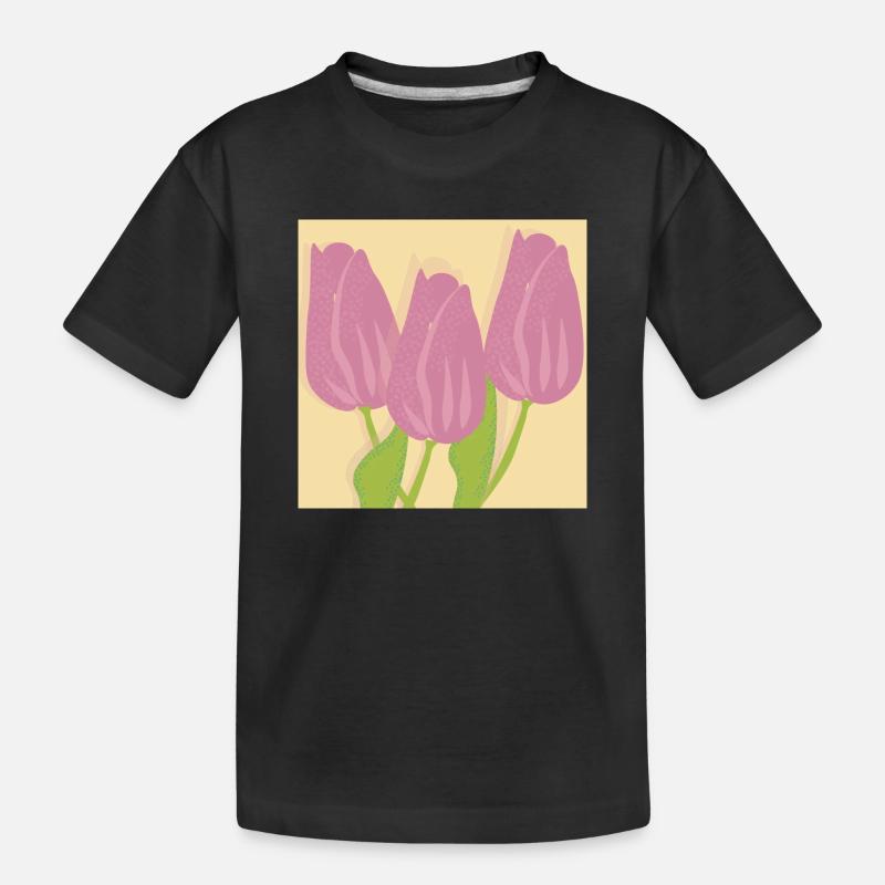 Tulpen - Kinder Premium Bio T-Shirt - Schwarz
