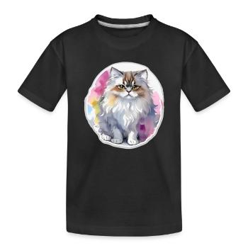 Persian cat - Kids' Premium Organic T-Shirt - black - Front