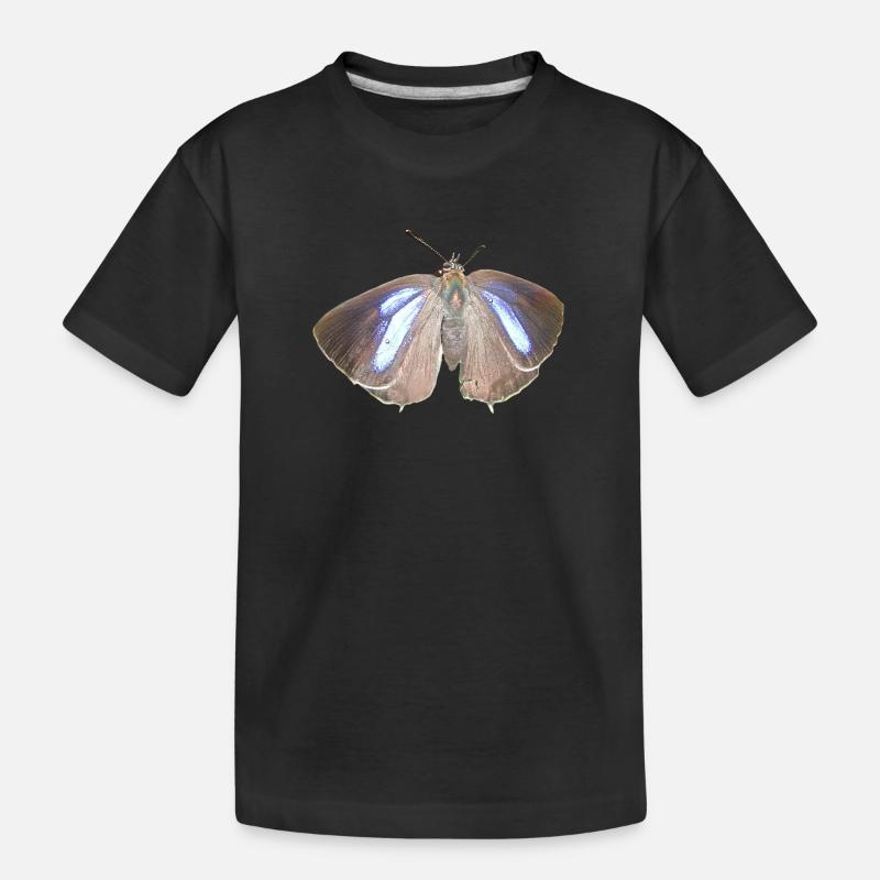 Blauer Eichen-Zipfelfalter - Kinder Premium Bio T-Shirt - Schwarz