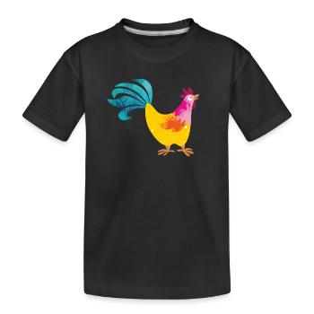 Hahn Bauernhof Kinder farbenfroh Bauer Hof Chef - Kinder Premium Bio T-Shirt - Schwarz - Vorne
