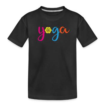 Yoga bunt Blume Lebensblume Flower of Life namaste - Kinder Premium Bio T-Shirt - Schwarz - Vorne
