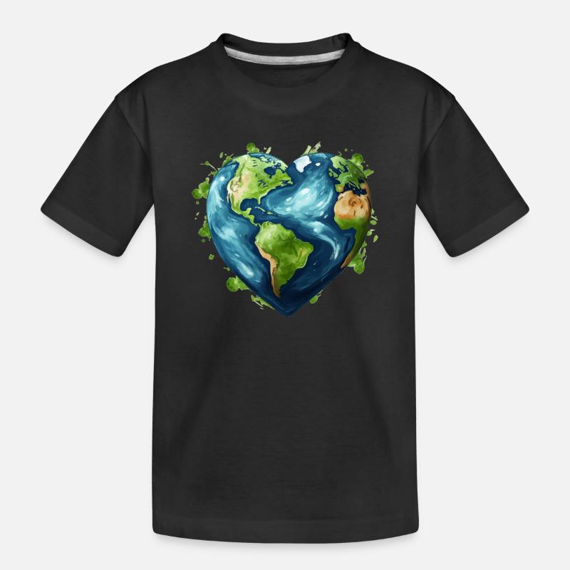 Liebe unsere Erde - Kinder Premium Bio T-Shirt - Schwarz