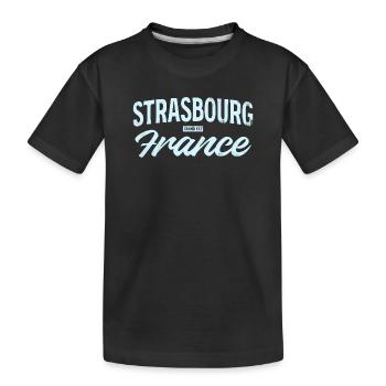 Strasbourg France Vintage Script - Kinder Premium Bio T-Shirt - Schwarz - Vorne