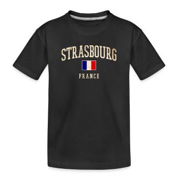 Strasbourg - France flag - Kids' Premium Organic T-Shirt - black - Front