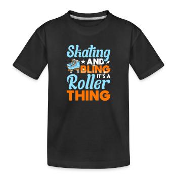 Rollschuh Design - Kinder Premium Bio T-Shirt - Schwarz - Vorne