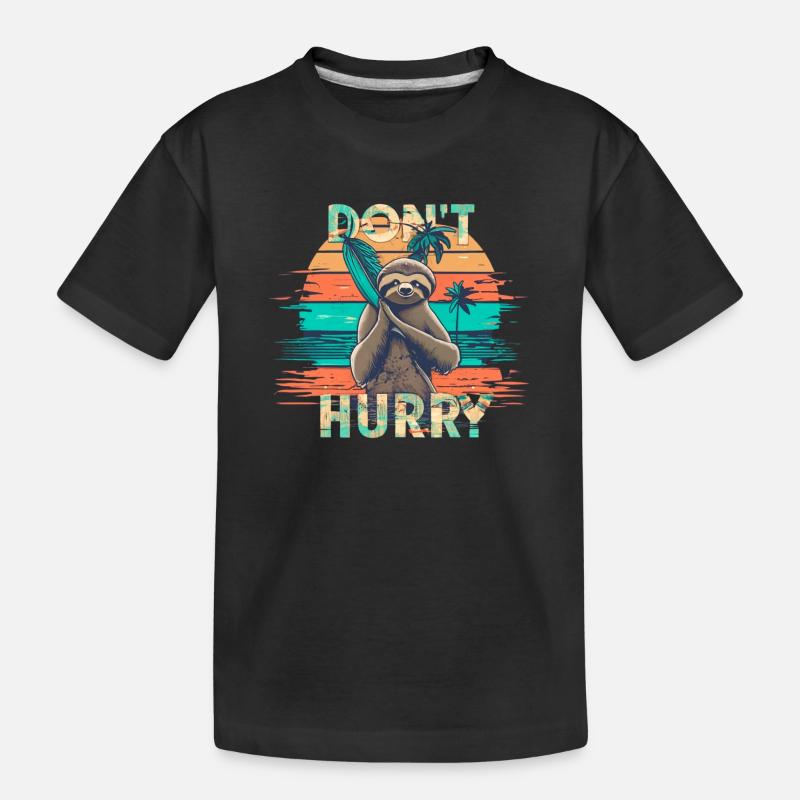 Faultier - Kinder Premium Bio T-Shirt - Schwarz