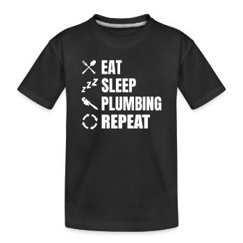 Manger, dormir, plomber, répéter - T-shirt bio Premium Enfant - noir - Devant