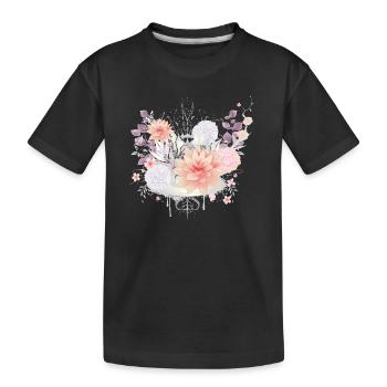 Composition des nénuphars et des fleurs d’hortensias - T-shirt bio Premium Enfant - noir - Devant