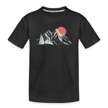 Purpurrote Sonne über schneebedeckten Gipfeln - Kinder Premium Bio T-Shirt - Schwarz - Vorne