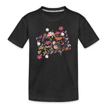 florale Airmail Rahmen mit wunderschönen Blüten - Kinder Premium Bio T-Shirt - Schwarz - Vorne