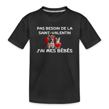 Amour animalier sans Saint-Valentin - T-shirt bio Premium Enfant - noir - Devant