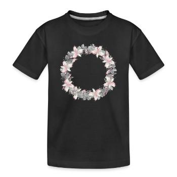 couronne argentée d’eucalyptus et de houx - T-shirt bio Premium Enfant - noir - Devant