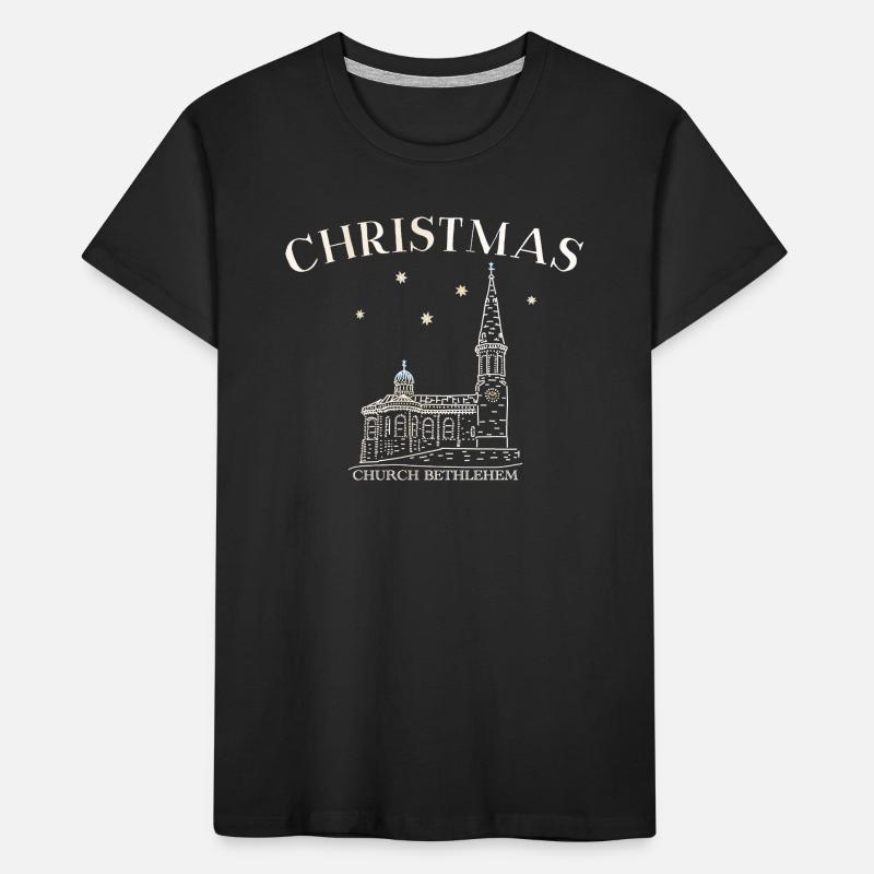 Weihnachtskirche Bethlehem Zeichnung Kinder Premium Bio T-Shirt