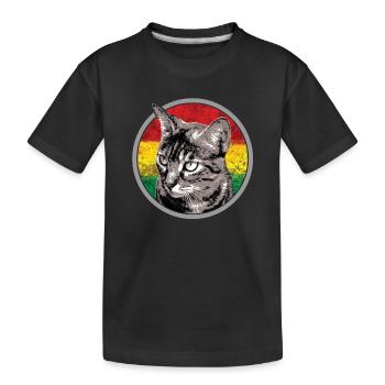Visage de chat avec drapeau reggae - T-shirt bio Premium Enfant - noir - Devant