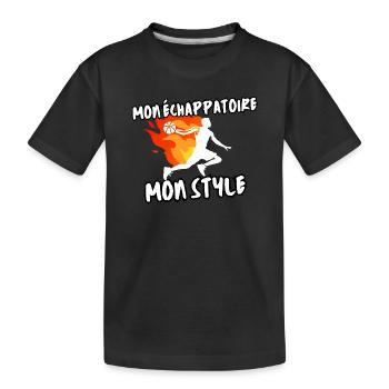 Basketball-Flucht in Flammen - Kinder Premium Bio T-Shirt - Schwarz - Vorne