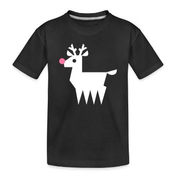 Renne Rudolf L blanc avec nez rose fluo - T-shirt bio Premium Enfant - noir - Devant