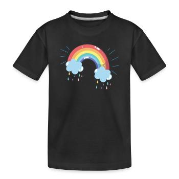 Pastellfarbener Regenbogen Regenwolke - Kinder Premium Bio T-Shirt - Schwarz - Vorne