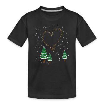 Winterwald Herz Sterne - Kinder Premium Bio T-Shirt - Schwarz - Vorne