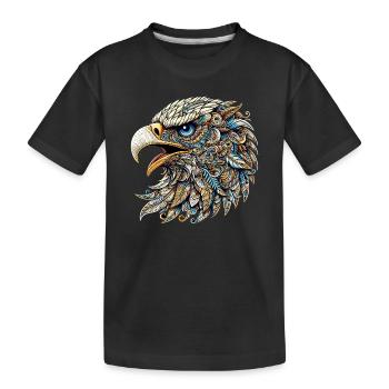 Adler mit Mandalas verziert - Kinder Premium Bio T-Shirt - Schwarz - Vorne