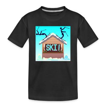 SKIANFÄNGER SKIFAHREN WINTERURLAUB - Kinder Premium Bio T-Shirt - Schwarz - Vorne