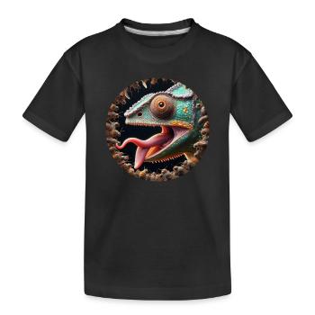Das Chamäleon hat Hunger auf Insekten - Kinder Premium Bio T-Shirt - Schwarz - Vorne